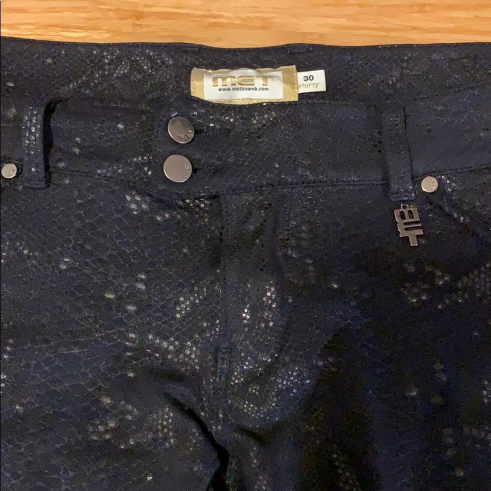 Met Black Python-Printed Pants - Good Condition - image 2